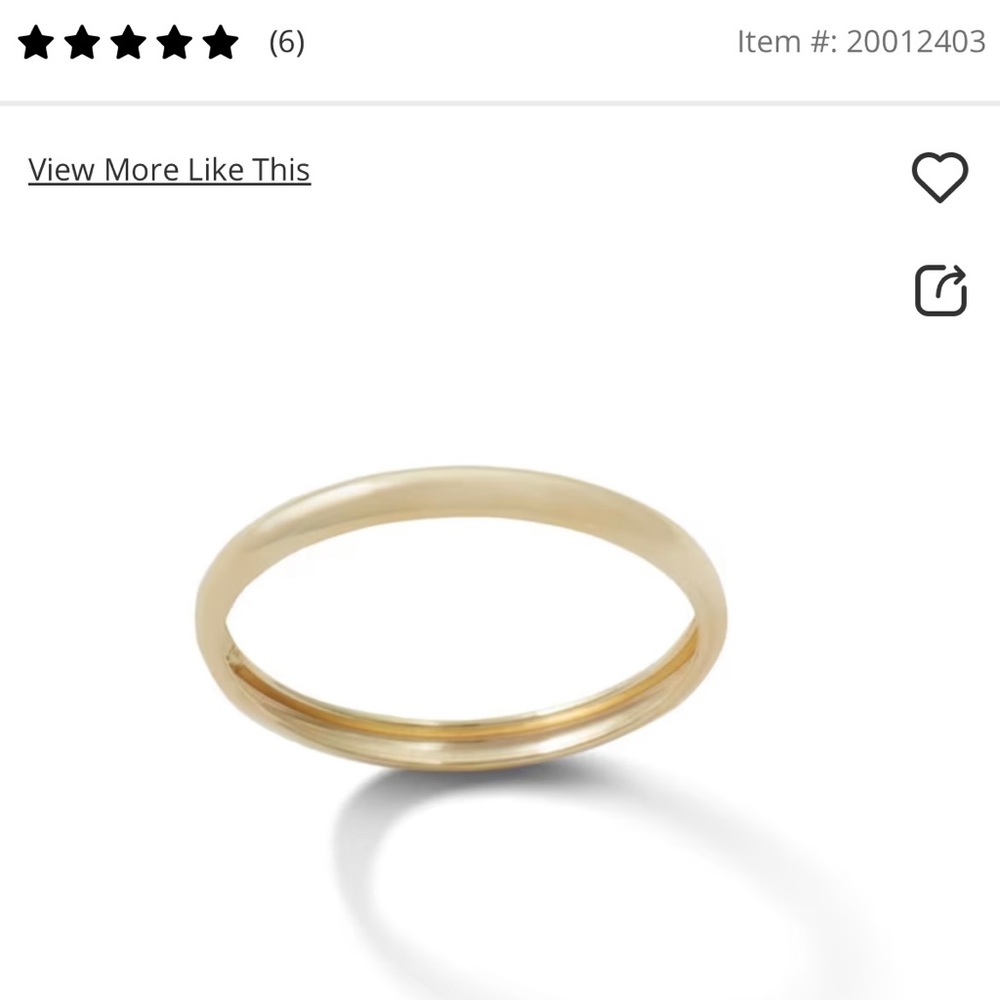 2mm Wedding Band in 10K Gold - Size 6